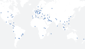 Es ist eine Weltkarte mit der Verteilung unseres Händlernetzwerks zu sehen.